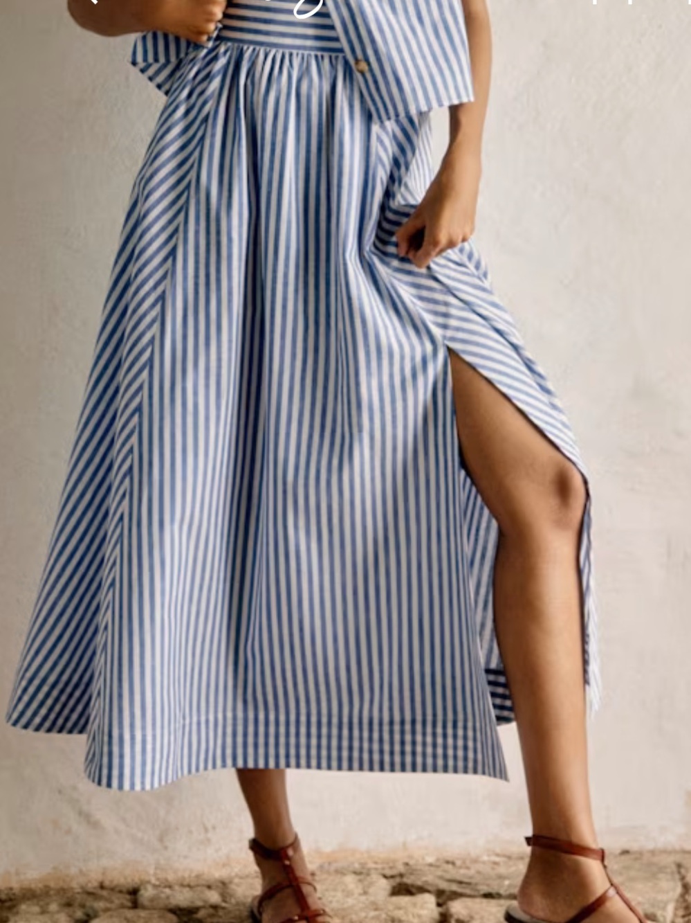 Sezane Arianna Blue Stripe Cotton Long Skirt, 4 (36) - Picture 2 of 2